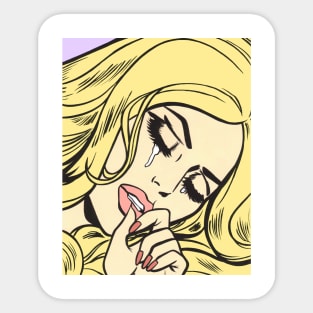 Blonde Crying Comic Girl Sticker